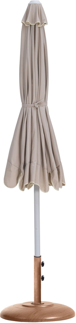 Meridian Furniture Amalfi Resort Style Outdoor Umbrella with Teak Base and Uv Resistant Polyester Canopy 55018Beige-BT