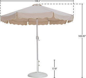 Meridian Furniture Amalfi Resort Style Outdoor Patio Umbrella with Base Water Resistant Aluminum Pole 55018Beige-BW
