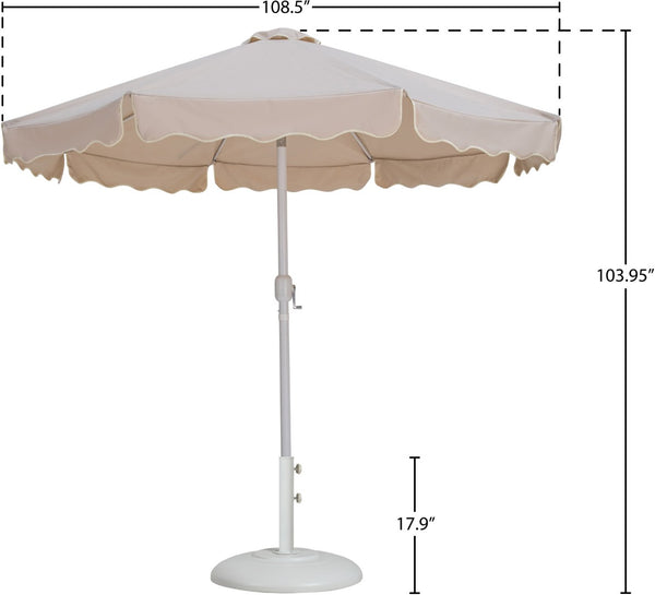 Meridian Furniture Amalfi Resort Style Outdoor Patio Umbrella with Base Water Resistant Aluminum Pole 55018Beige-BW