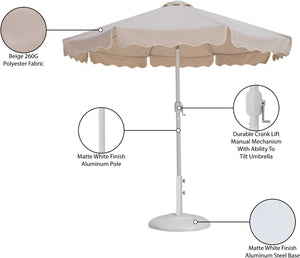 Meridian Furniture Amalfi Resort Style Outdoor Patio Umbrella with Base Water Resistant Aluminum Pole 55018Beige-BW