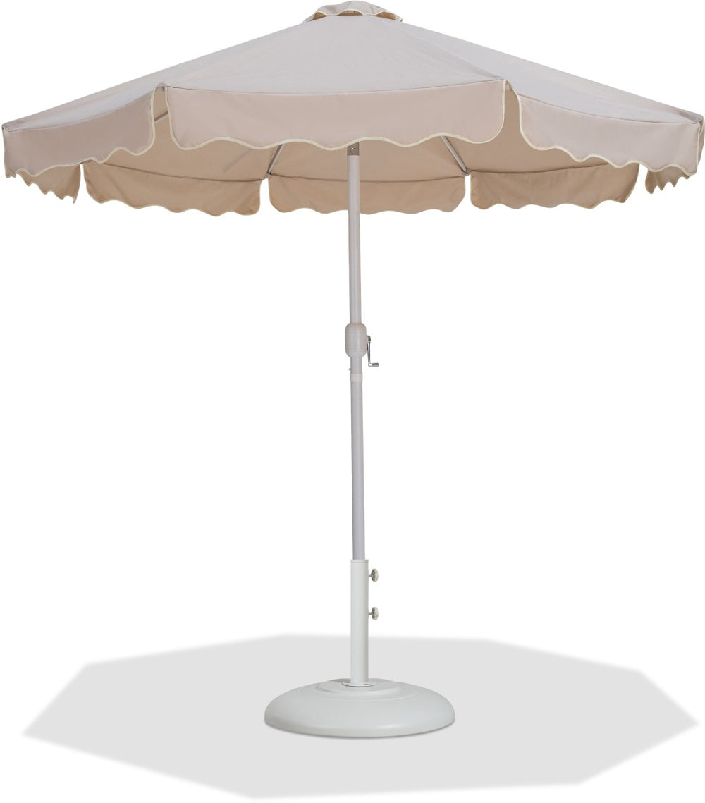 Meridian Furniture Amalfi Resort Style Outdoor Patio Umbrella with Base Water Resistant Aluminum Pole 55018Beige-BW