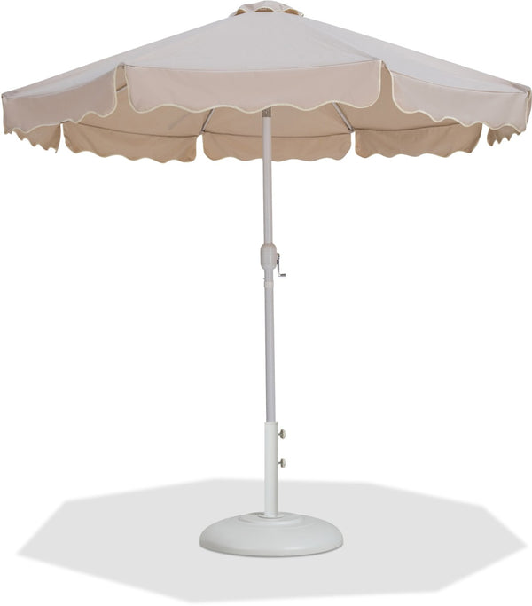 Meridian Furniture Amalfi Resort Style Outdoor Patio Umbrella with Base Water Resistant Aluminum Pole 55018Beige-BW
