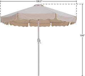 Meridian Furniture Amalfi Resort Style Outdoor Patio Umbrella Uv Resistant Polyester Canopy with Aluminum Pole Beige Style 2 55018Beige-U