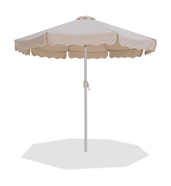 Meridian Furniture Amalfi Resort Style Outdoor Patio Umbrella Uv Resistant Polyester Canopy with Aluminum Pole Beige Style 2 55018Beige-U