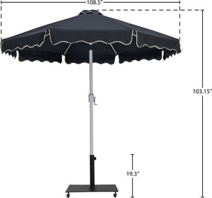 Meridian Furniture Amalfi Cantilever Patio Umbrella Set with Caster Base and Weather Resistant Canopy 55018Black-AB