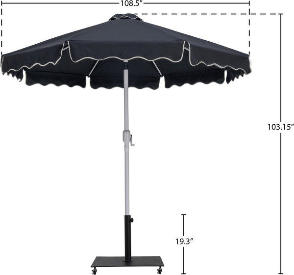Meridian Furniture Amalfi Cantilever Patio Umbrella Set with Caster Base and Weather Resistant Canopy 55018Black-AB