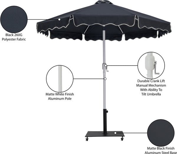 Meridian Furniture Amalfi Cantilever Patio Umbrella Set with Caster Base and Weather Resistant Canopy 55018Black-AB