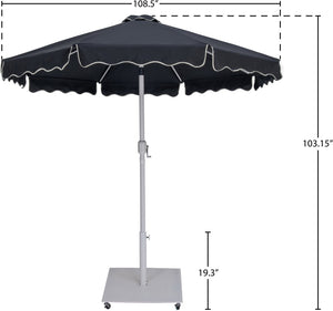 Meridian Furniture Amalfi Outdoor Patio Umbrella with Base Resort Style Weather Resistant Canopy 55018Black-AW