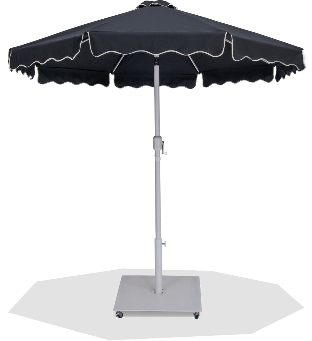 Meridian Furniture Amalfi Outdoor Patio Umbrella with Base Resort Style Weather Resistant Canopy 55018Black-AW