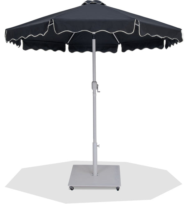 Meridian Furniture Amalfi Outdoor Patio Umbrella with Base Resort Style Weather Resistant Canopy 55018Black-AW