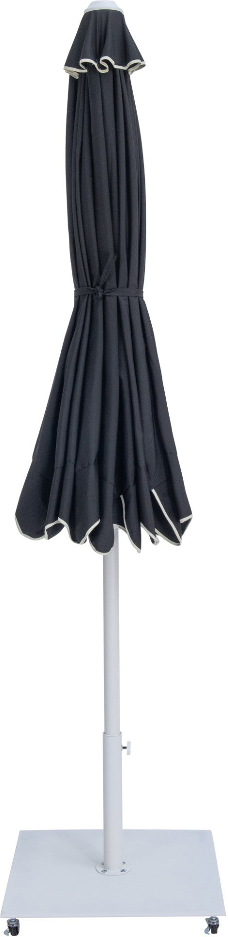 Meridian Furniture Amalfi Outdoor Patio Umbrella with Base Resort Style Weather Resistant Canopy 55018Black-AW