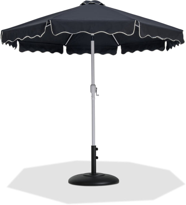 Meridian Furniture Amalfi Resort Style Outdoor Patio Umbrella with Weather Resistant Polyester and Base 55018Black-BB