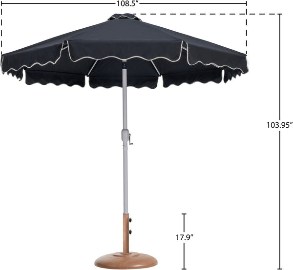 Meridian Furniture Amalfi Outdoor Patio Umbrella with Teak Base Resort Style Black Canopy 55018Black-BT