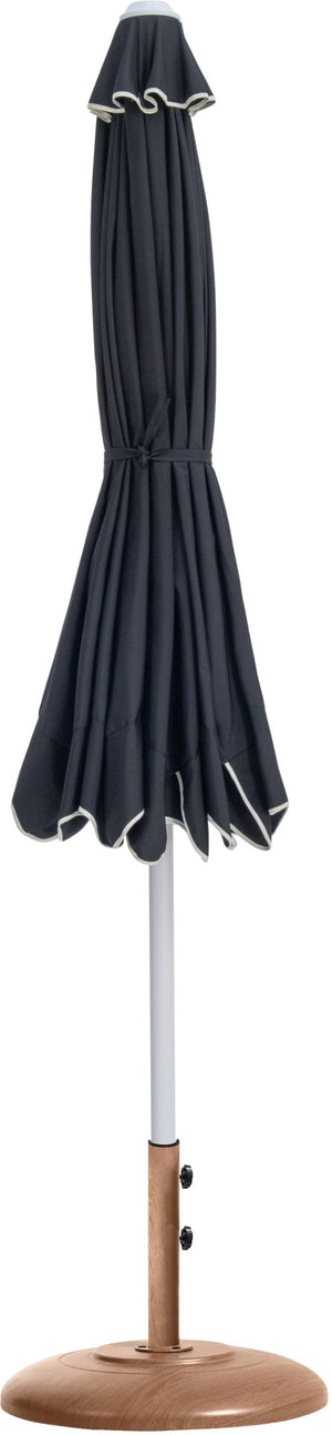 Meridian Furniture Amalfi Outdoor Patio Umbrella with Teak Base Resort Style Black Canopy 55018Black-BT