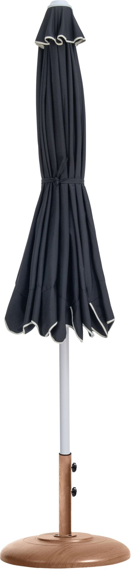 Meridian Furniture Amalfi Outdoor Patio Umbrella with Teak Base Resort Style Black Canopy 55018Black-BT