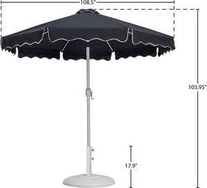 Meridian Furniture Amalfi Resort Style 9 Foot Outdoor Patio Umbrella with Weatherproof Canopy and Base 55018Black-BW