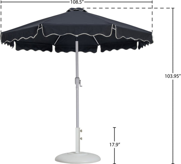 Meridian Furniture Amalfi Resort Style 9 Foot Outdoor Patio Umbrella with Weatherproof Canopy and Base 55018Black-BW