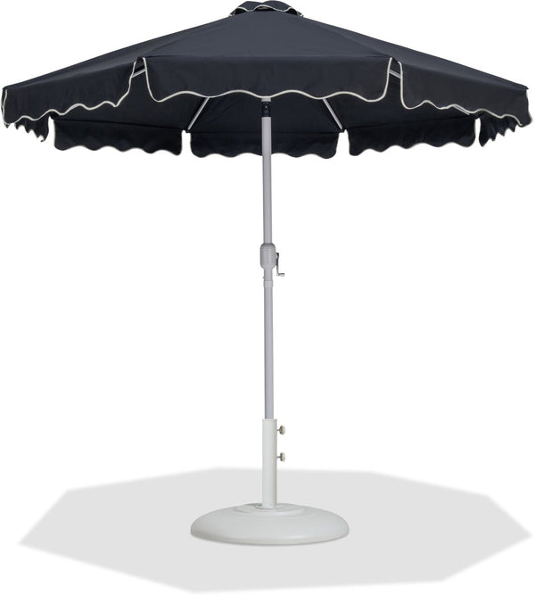 Meridian Furniture Amalfi Resort Style 9 Foot Outdoor Patio Umbrella with Weatherproof Canopy and Base 55018Black-BW