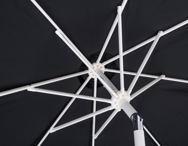 Meridian Furniture Amalfi Resort Style 9 Foot Outdoor Patio Umbrella with Weatherproof Canopy and Base 55018Black-BW
