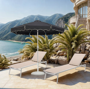 Meridian Furniture Amalfi Resort Style 9 Foot Outdoor Patio Umbrella with Weatherproof Canopy and Base 55018Black-BW