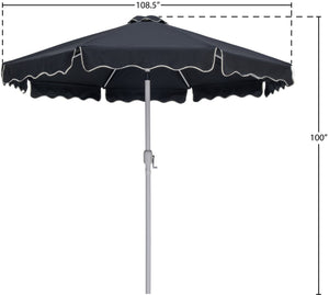 Meridian Furniture Amalfi Resort Style Outdoor Patio Umbrella Uv Resistant Polyester Canopy with Aluminum Pole Black Style 2 55018Black-U
