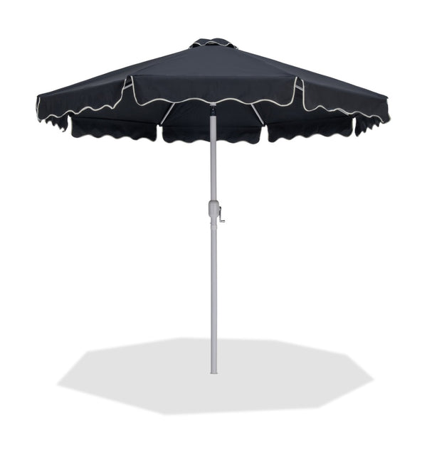 Meridian Furniture Amalfi Resort Style Outdoor Patio Umbrella Uv Resistant Polyester Canopy with Aluminum Pole Black Style 2 55018Black-U