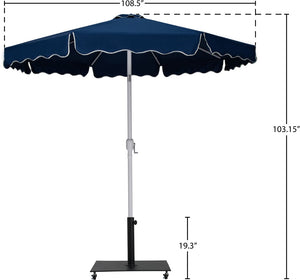 Meridian Furniture Amalfi Outdoor Cantilever Umbrella with Base Navy Polyester Uv Resistant Patio Shade 55018Navy-AB