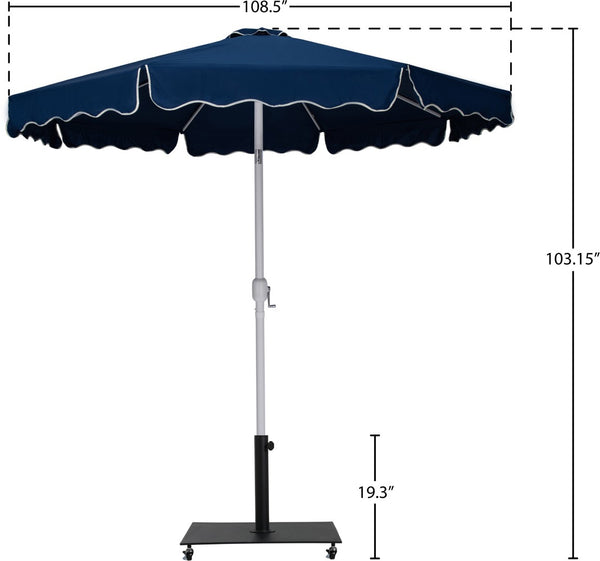 Meridian Furniture Amalfi Outdoor Cantilever Umbrella with Base Navy Polyester Uv Resistant Patio Shade 55018Navy-AB