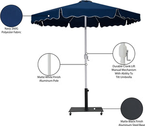 Meridian Furniture Amalfi Outdoor Cantilever Umbrella with Base Navy Polyester Uv Resistant Patio Shade 55018Navy-AB