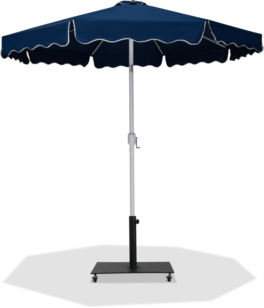Meridian Furniture Amalfi Outdoor Cantilever Umbrella with Base Navy Polyester Uv Resistant Patio Shade 55018Navy-AB