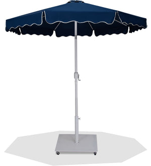 Meridian Furniture Amalfi Outdoor Patio Umbrella Set with Navy Canopy Wheeled Base Weather Resistant 55018Navy-AW