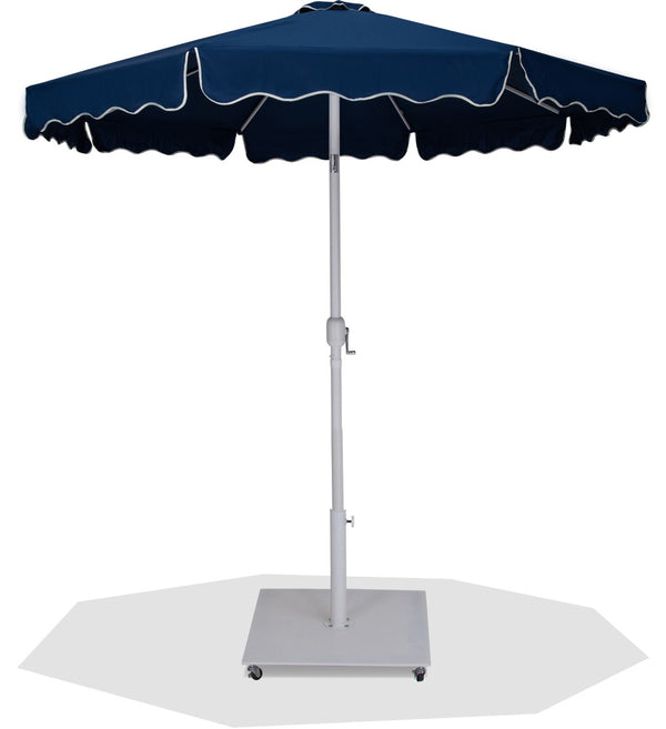 Meridian Furniture Amalfi Outdoor Patio Umbrella Set with Navy Canopy Wheeled Base Weather Resistant 55018Navy-AW