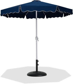 Meridian Furniture Amalfi Outdoor Patio Umbrella with Base Navy Polyester Canopy Coastal Resort Style 55018Navy-BB