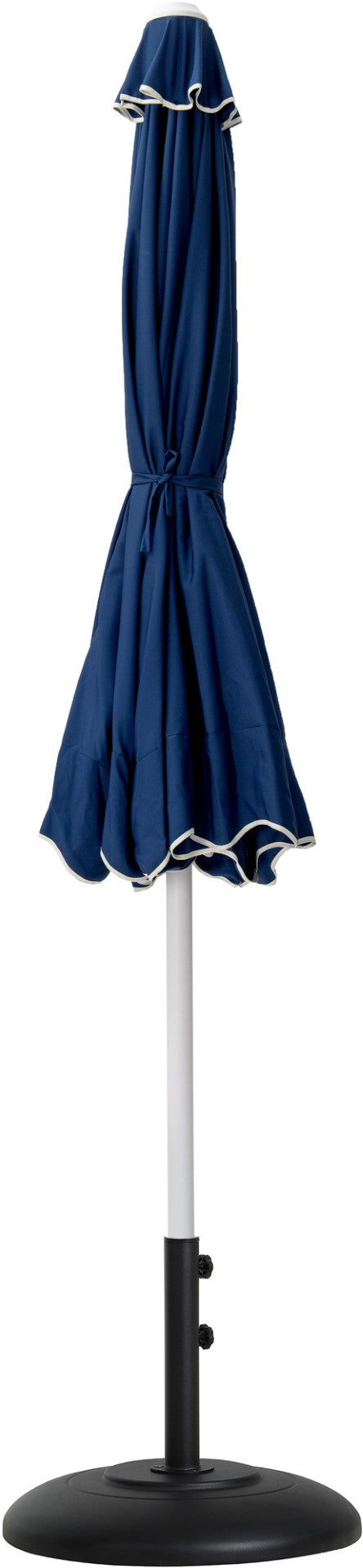Meridian Furniture Amalfi Outdoor Patio Umbrella with Base Navy Polyester Canopy Coastal Resort Style 55018Navy-BB