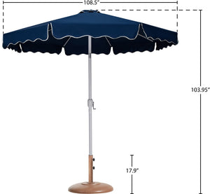 Meridian Furniture Amalfi Resort Style Outdoor Patio Umbrella with Teak Base and Navy Canopy 55018Navy-BT