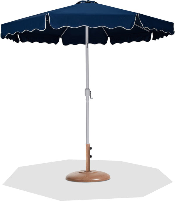 Meridian Furniture Amalfi Resort Style Outdoor Patio Umbrella with Teak Base and Navy Canopy 55018Navy-BT