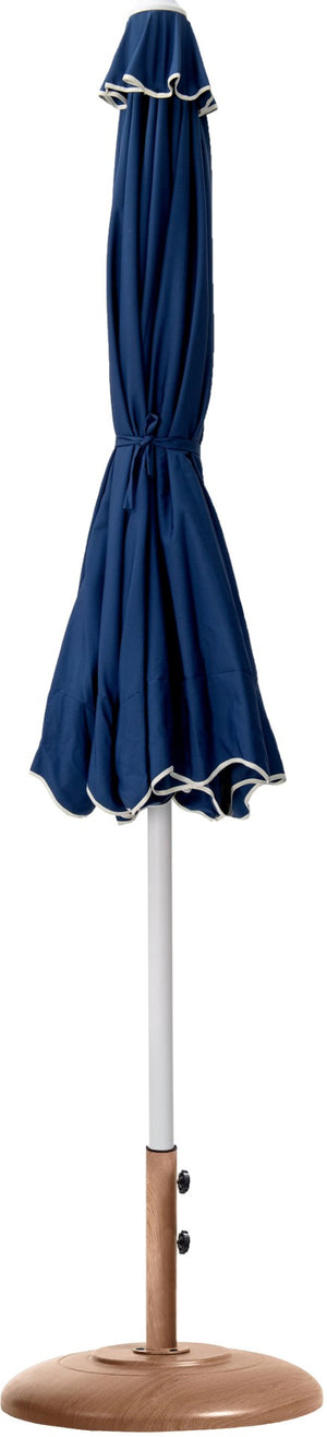 Meridian Furniture Amalfi Resort Style Outdoor Patio Umbrella with Teak Base and Navy Canopy 55018Navy-BT