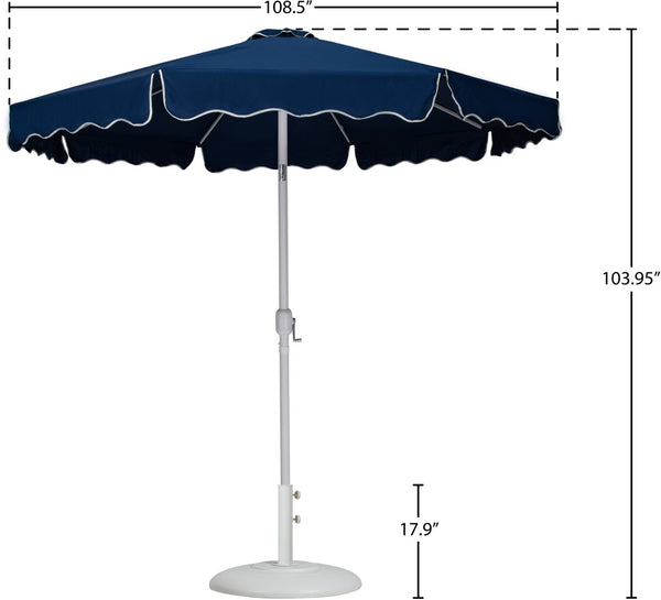 Meridian Furniture Amalfi Outdoor Patio Umbrella with Base Navy Polyester Uv Fade Resistant Set 55018Navy-BW