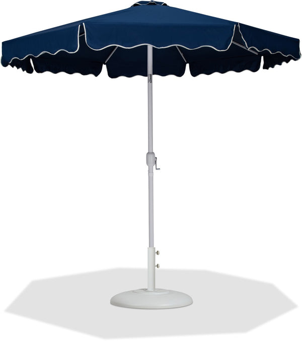 Meridian Furniture Amalfi Outdoor Patio Umbrella with Base Navy Polyester Uv Fade Resistant Set 55018Navy-BW