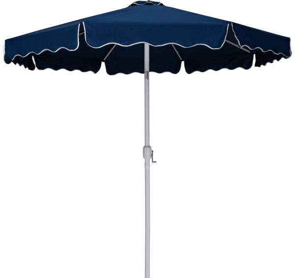 Meridian Furniture Amalfi Outdoor Patio Umbrella with Base Navy Polyester Uv Fade Resistant Set 55018Navy-BW