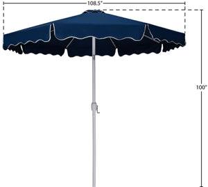 Meridian Furniture Amalfi Resort Style Outdoor Patio Umbrella Uv Resistant Polyester Canopy with Aluminum Pole Navy Style 2 55018Navy-U