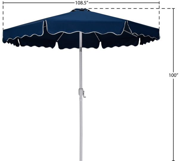 Meridian Furniture Amalfi Resort Style Outdoor Patio Umbrella Uv Resistant Polyester Canopy with Aluminum Pole Navy Style 2 55018Navy-U