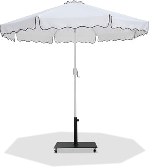 Meridian Furniture Amalfi Resort Style Outdoor Umbrella Set with Wheeled Base and Fade Resistant Canopy 55018White-AB