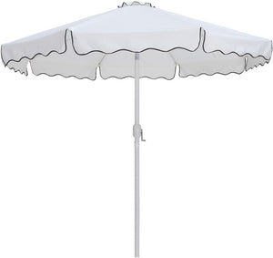 Meridian Furniture Amalfi Resort Style Outdoor Umbrella Set with Wheeled Base and Fade Resistant Canopy 55018White-AB