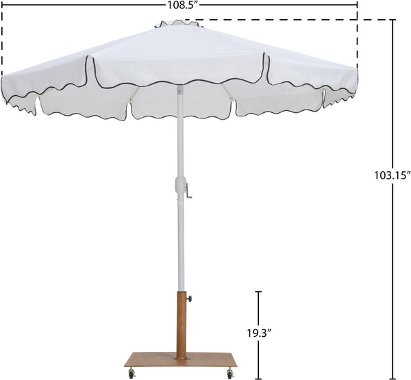 Meridian Furniture Amalfi Resort Style Oversized Patio Umbrella with Wheeled Base and Fade Proof Canopy 55018White-AT