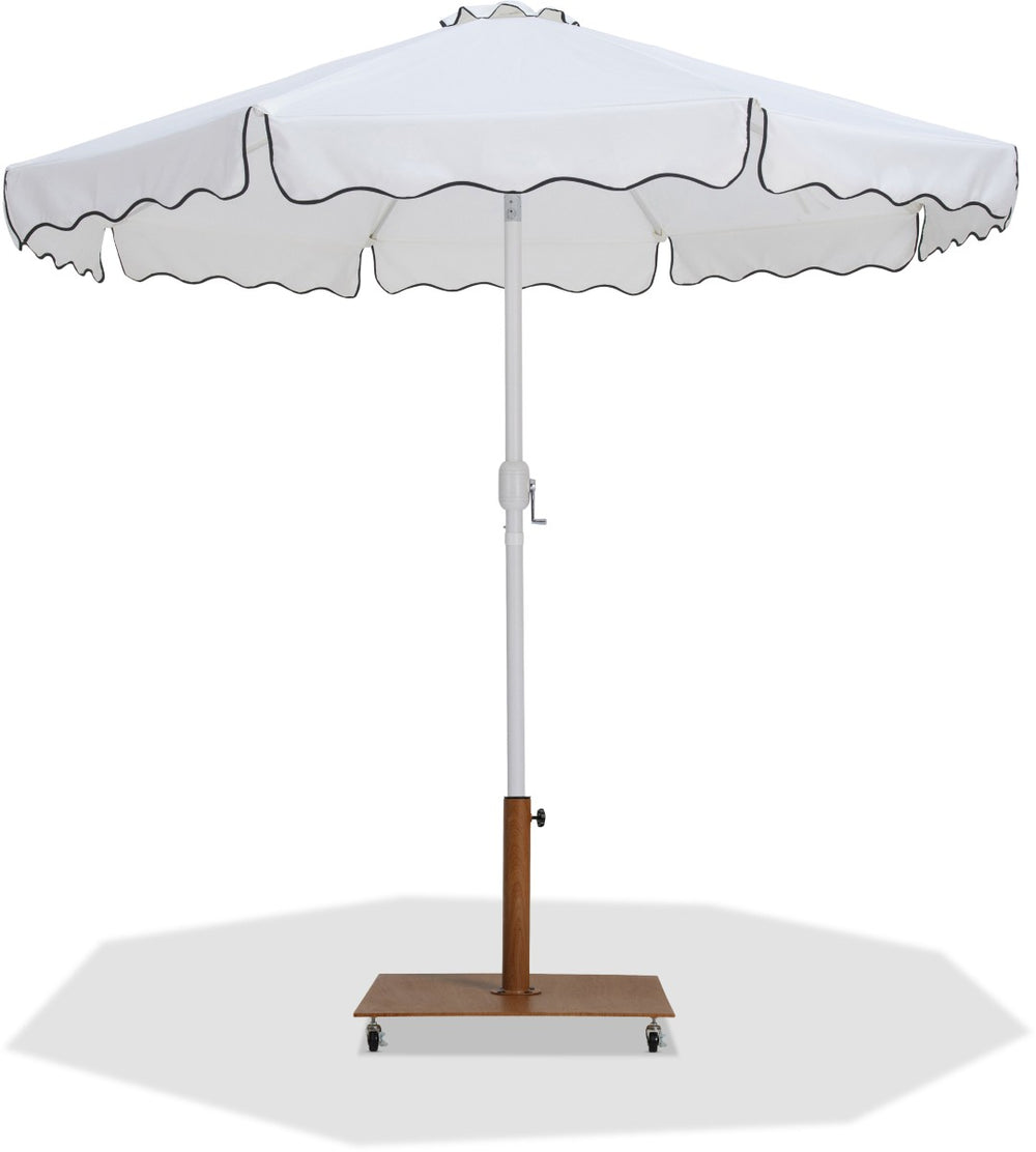 Meridian Furniture Amalfi Resort Style Oversized Patio Umbrella with Wheeled Base and Fade Proof Canopy 55018White-AT