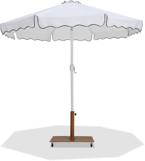 Meridian Furniture Amalfi Resort Style Oversized Patio Umbrella with Wheeled Base and Fade Proof Canopy 55018White-AT