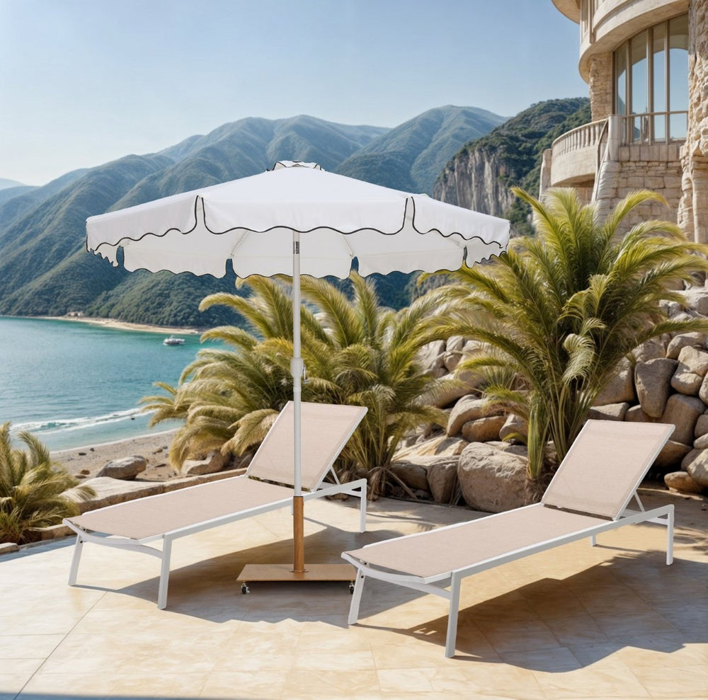 Meridian Furniture Amalfi Resort Style Oversized Patio Umbrella with Wheeled Base and Fade Proof Canopy 55018White-AT