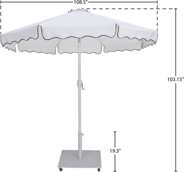 Meridian Furniture Amalfi Outdoor Patio Umbrella with Wheeled Base Water Resistant Resort Style 55018White-AW