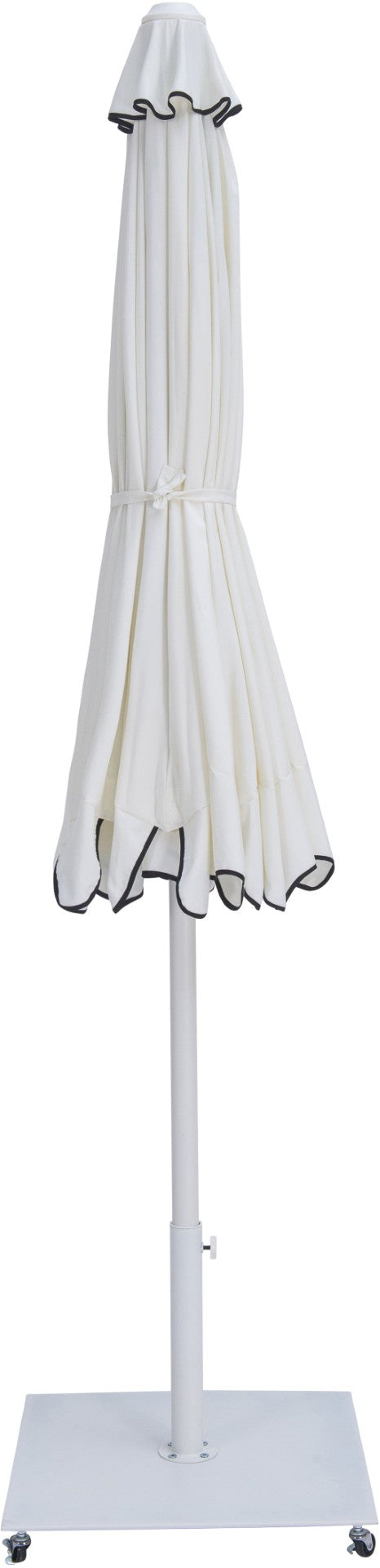 Meridian Furniture Amalfi Outdoor Patio Umbrella with Wheeled Base Water Resistant Resort Style 55018White-AW